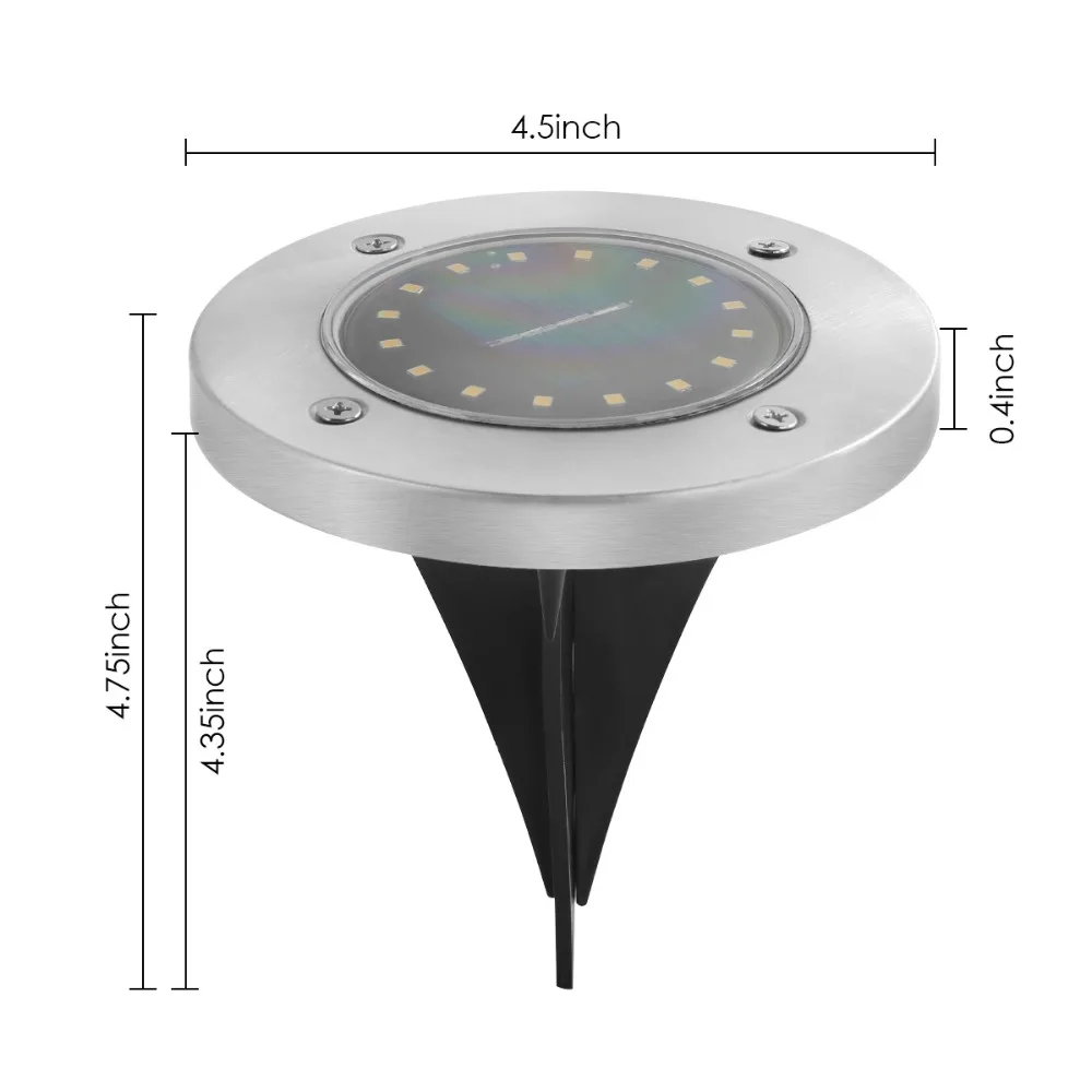 Солнечная энергия наземный свет 16LED солнечный подземный диск лампа