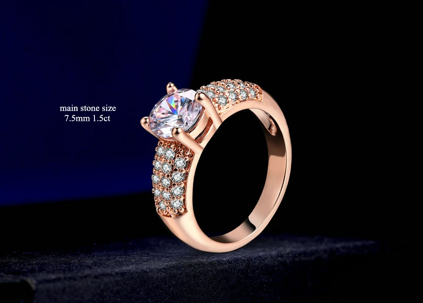 Сверкающие 1.5ct циркониевые Кристальные проложенные женские обручальные кольца