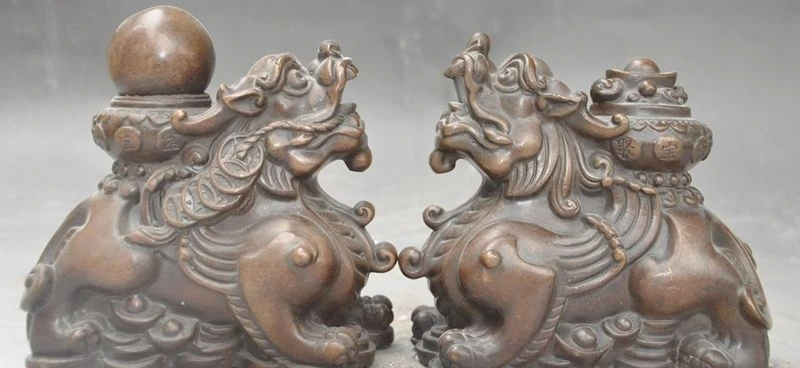 Китайская Бронзовая чаша с сокровищами fengshui для денег богатства pixiu Единорог