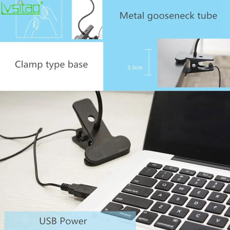 LED Eye Protection Flexible desk light Clip&ampstand Table Gooseneck lamp USB rechargeable bedroom dimmer ReadingLight smart touch |