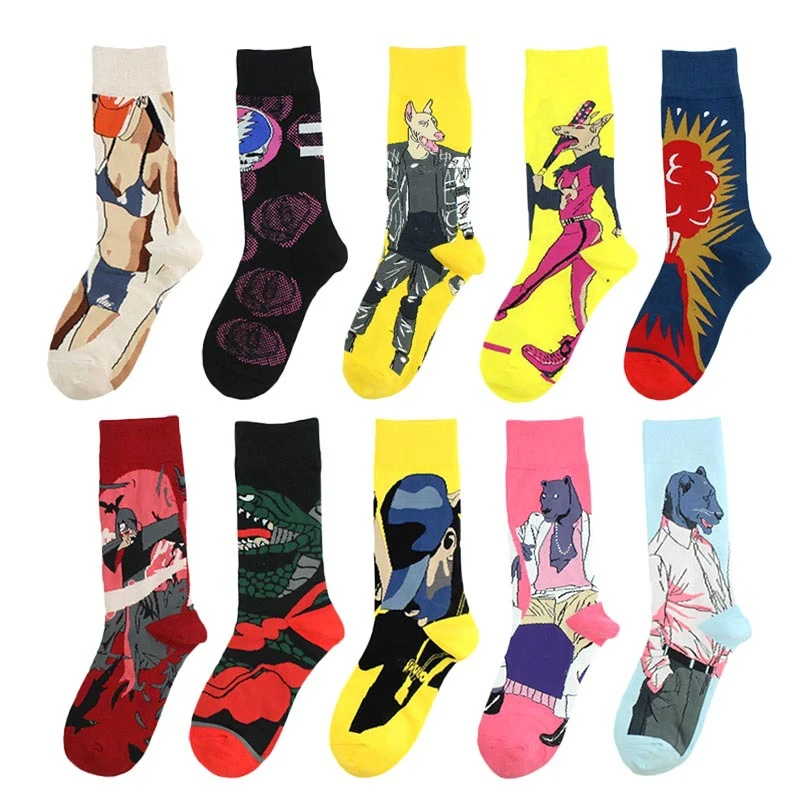 CHAOZHU аниме мультфильм Прохладный fancies повседневное harajuku calcetines хип хоп счастливые мужские носки sokken Японский Манга скейтборд танец