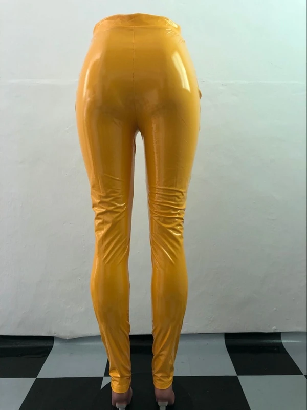 OMILKA 2018 Autumn Winter Women Midi Waist PU Leather Bodcon Pants Sexy Blue Black Yellow Orange Rose Club Velvet Pencil Pant | Женская