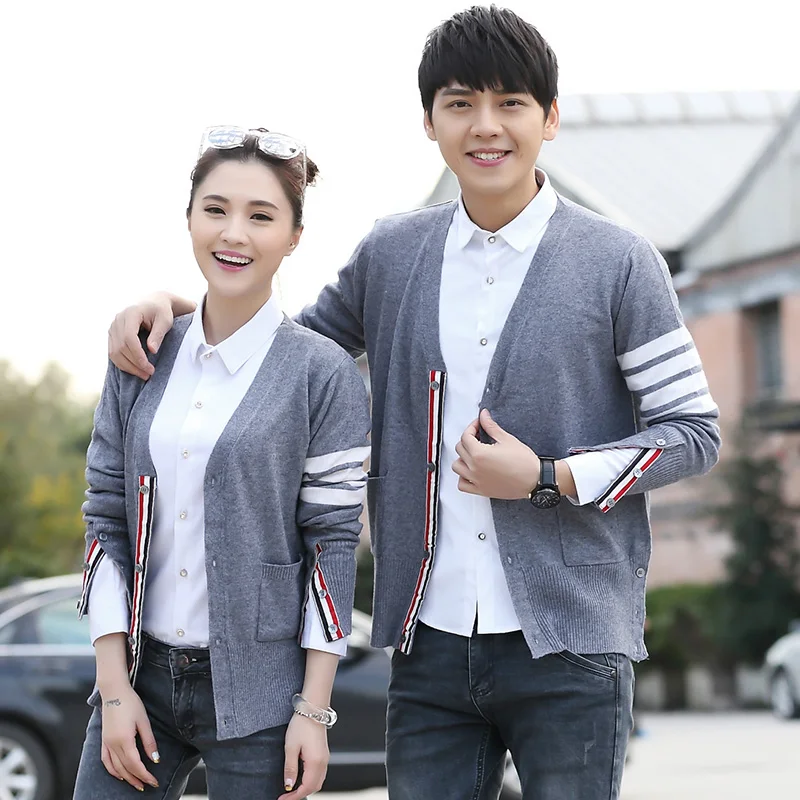 Hot Sale Long Sleeve Spring Autumn Lover Couple Wool Sweaters TB Style Brand New Women Men Knitted Cardigan Sweater Fashion Top |
