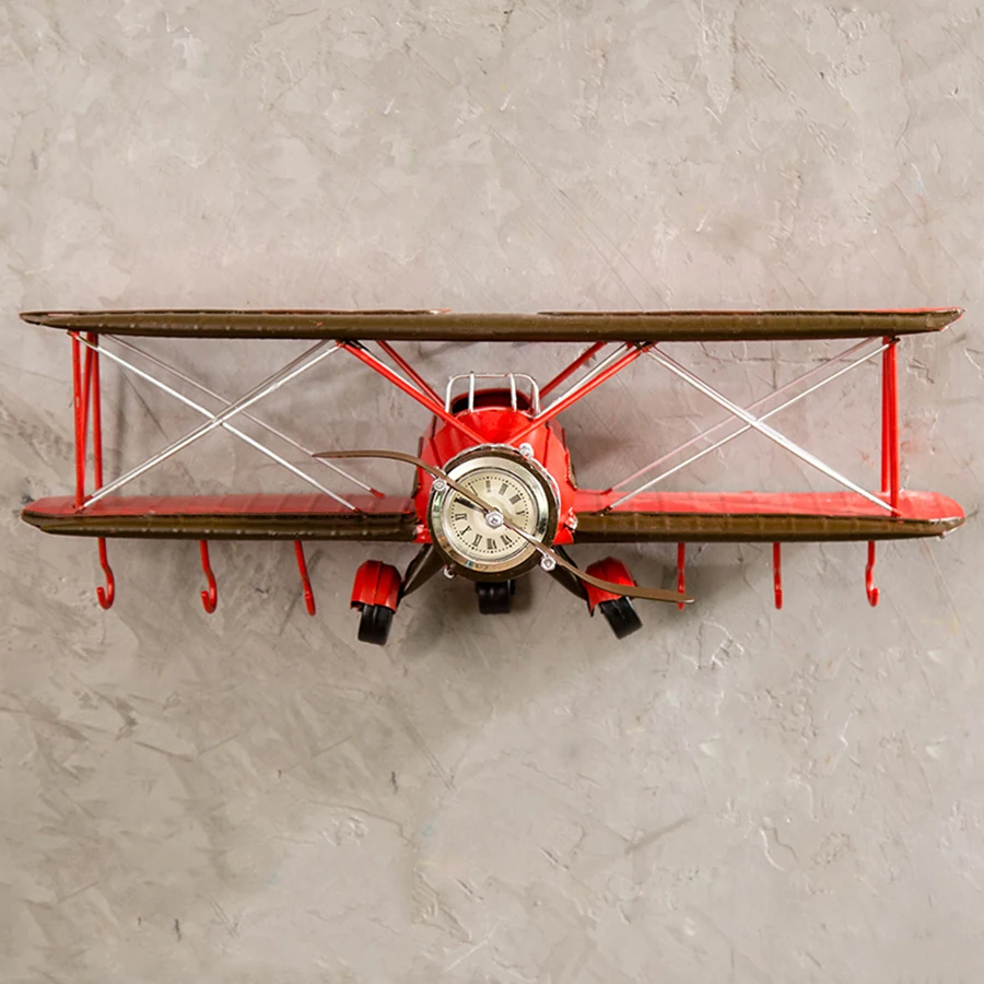 Большие настенные часы с 3d самолетом металлические бесшумные в скандинавском