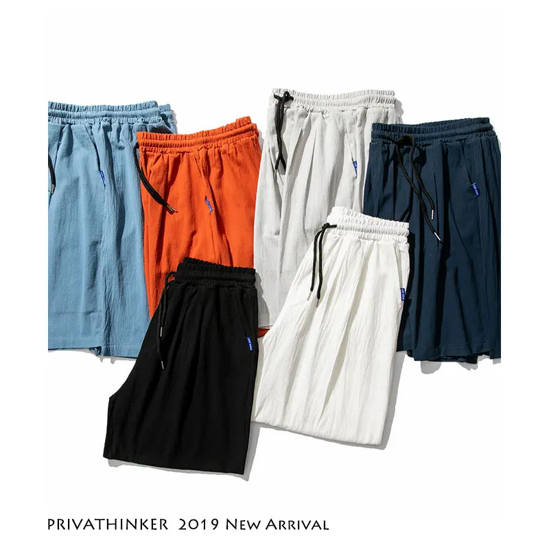 Мужские шорты Privathinker летние повседневные до колена из хлопка и льна в японском