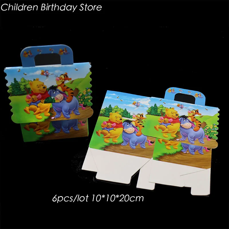 

6pcs/lot Winnie the Pooh gift boxes kids birthday party decorations Winnie the Pooh school bags hand boxes