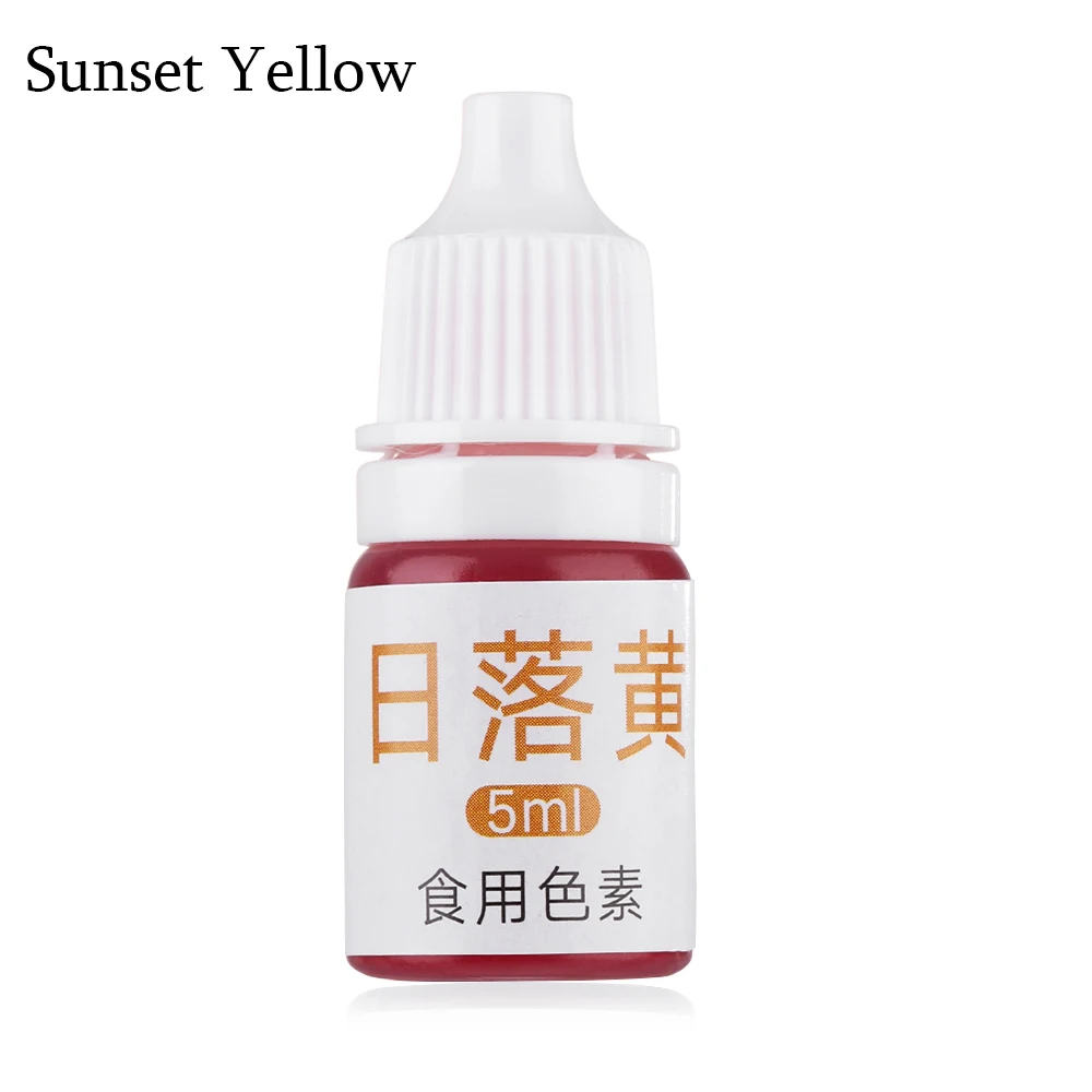 Sunset Yellow 5 мл съедобный пигмент Макарон крем пищевой цвет ing ингредиенты Торт Помадка выпечки торт съедобный цвет пигмент выпечки и кондитерские инструменты - Color: Sunset Yellow