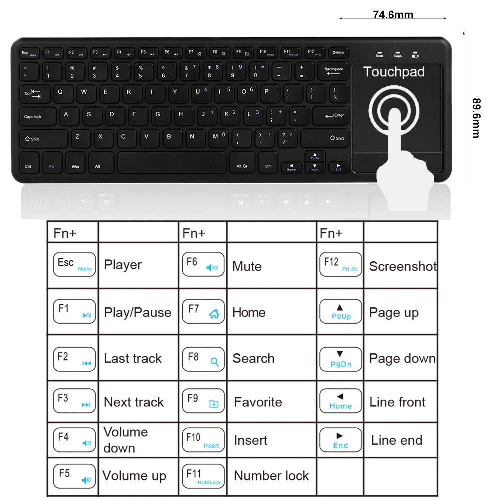 AVATTO супер тонкий 2,4 г Беспроводной игровая клавиатура с сенсорной панелью для Andriod iOS телефон планшет смарт TV Android TV Box