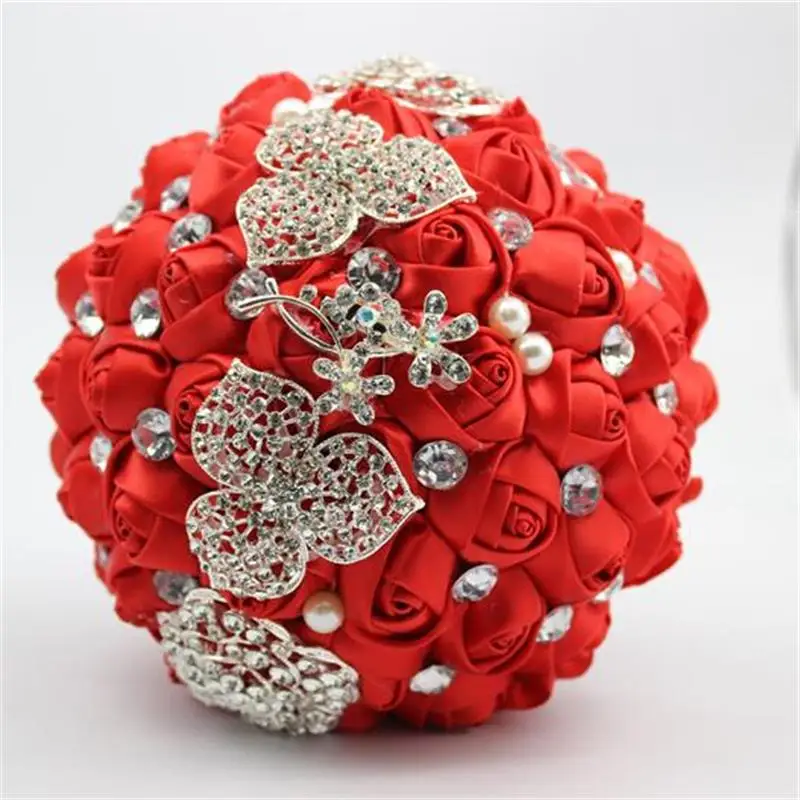 Свадебный букет невесты в красном стиле свадебный подружки сделай сам Шелковый