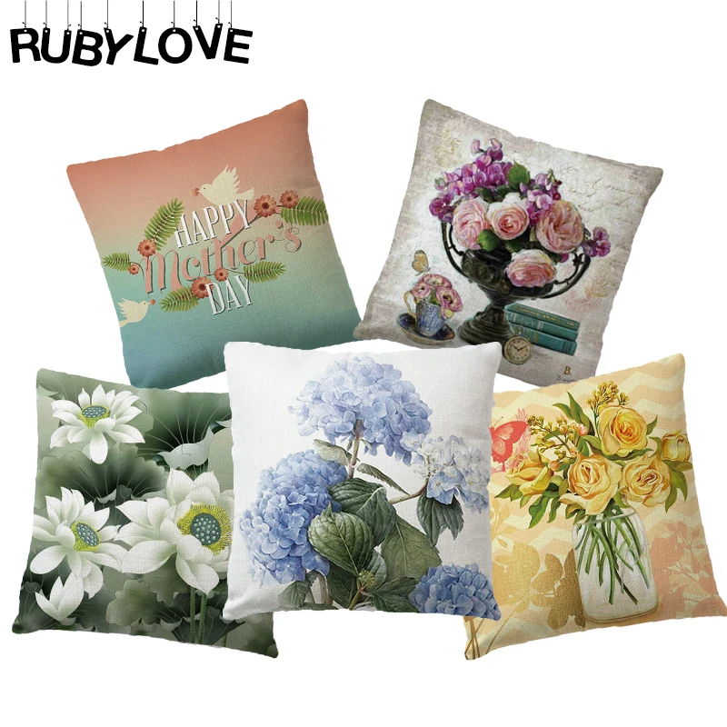 RUBYLOVE новый зеленый свежий и простой цветок птица диван подушка Автомобильная