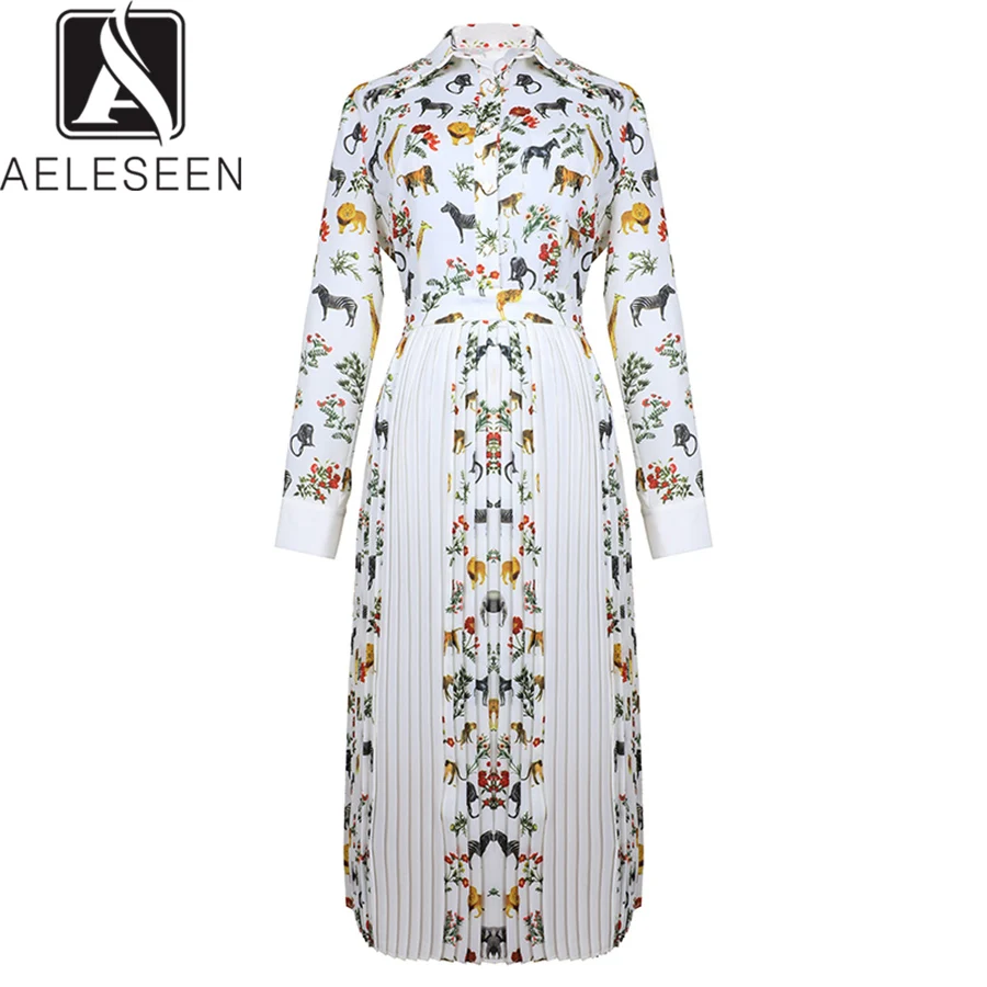 AELESEEN высокое качество Boho платья 2019 Лето Для женщин с длинным рукавом животных