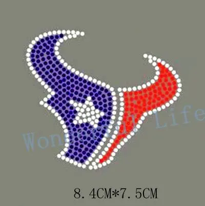 Free shipping hot selling texans royal blue with white clear crystal red Rhinestone Iron On Transfer Hot Fix Bling | Дом и сад