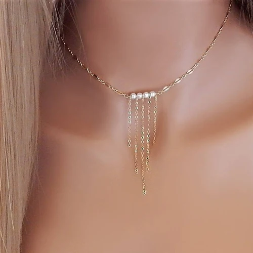Seblasy New Fashion Multi-Layer Feather Cross Heart Simulated-Pearl Star Tassel Chain Pendants Necklaces for Women Gifts Jewelry | Украшения