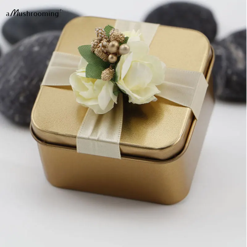 (100 шт./лот) Золото Круглый квадратный сердце кошки Свадебная вечеринка конфеты