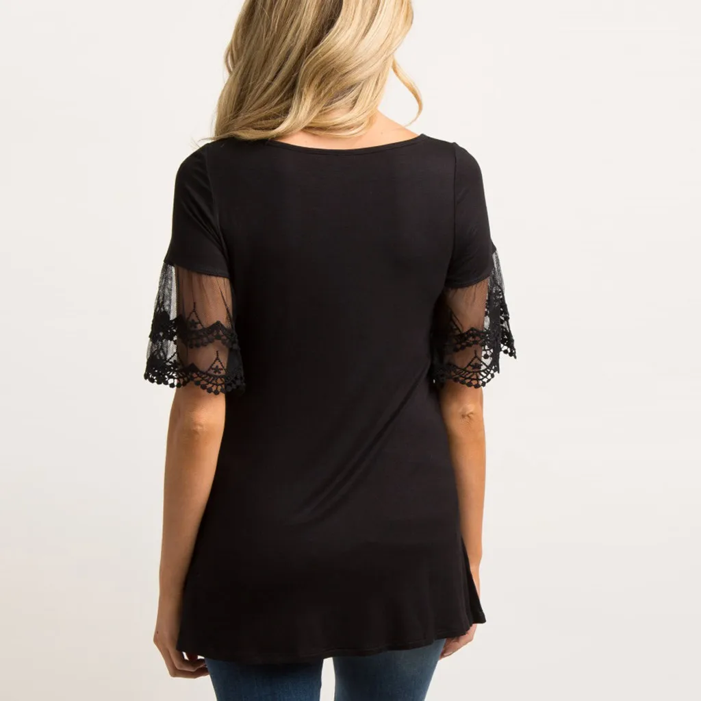  Women's Short Sleeve Lace Mesh Tops Breastfeeding Nusring Maternity Clothes Ropa Embarazada | Мать и ребенок