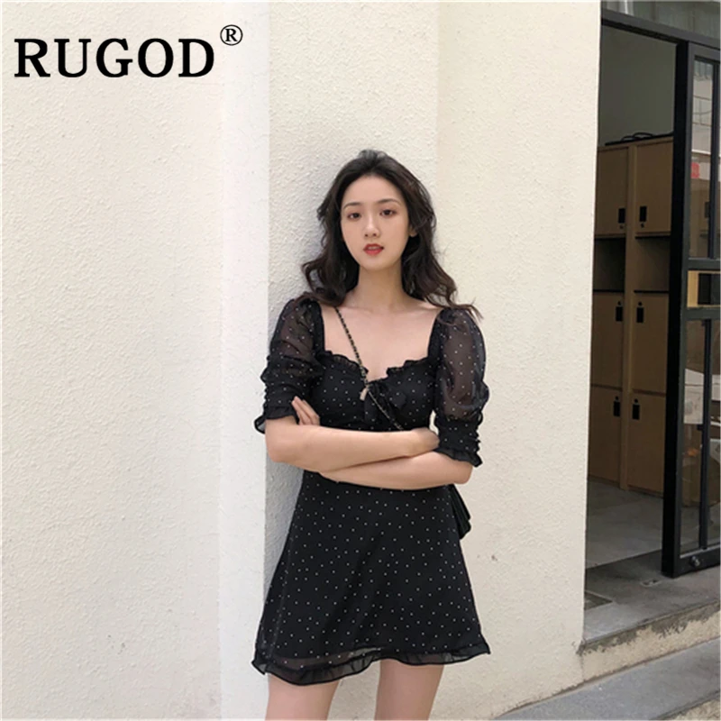 RUGOD винтажное сексуальное мини платье с открытыми плечами для женщин элегантные