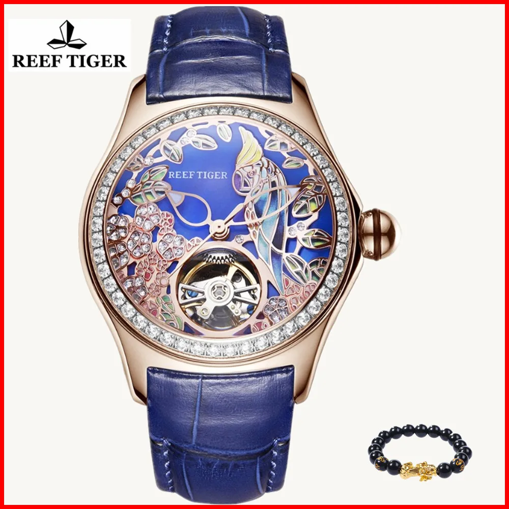 Женские наручные часы Reef Tiger автоматические Аналоговые водонепроницаемые из