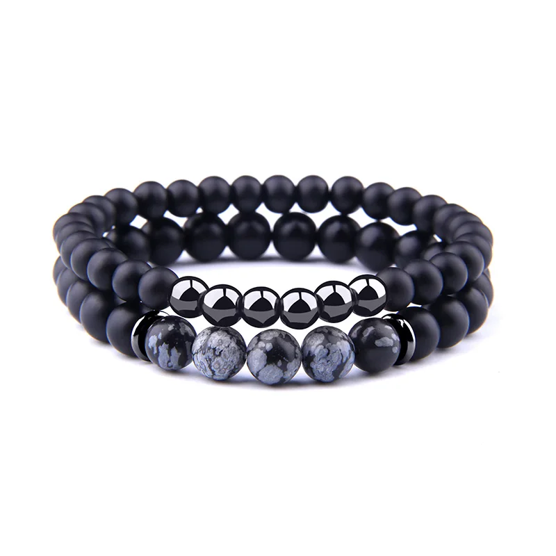 Vinswet модный шарм пара браслет из черной лавы матовые бусины натуральный