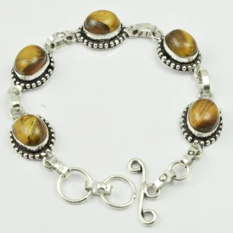 

Tiger Eye Bracelet Silver Overlay over Copper , 19.5 cm, B2284
