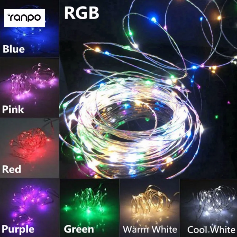 Горячая 3AA батарея питание 2 м 20 светодиодная гирлянда RGB многоцветный сказочные гирлянды Серебряный провод Рождество лампада праздничное освещение