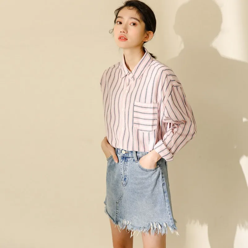 Женская джинсовая юбка с завышенной талией асимметричная винтажная