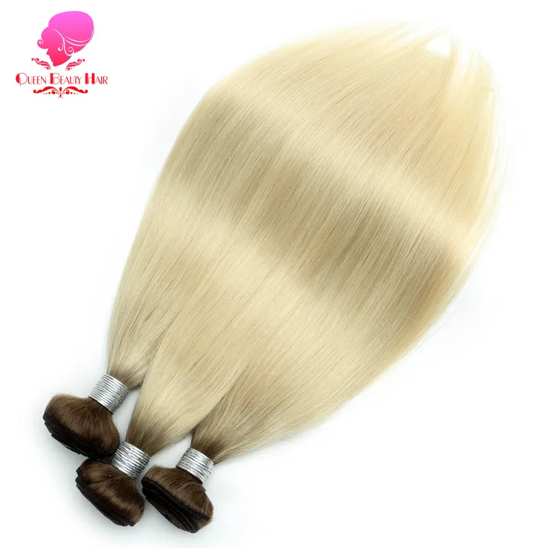 QUEEN BEAUTY 1/3/4 шт. двухцветные бразильские волосы Омбре T8/613 Платиновые светлые