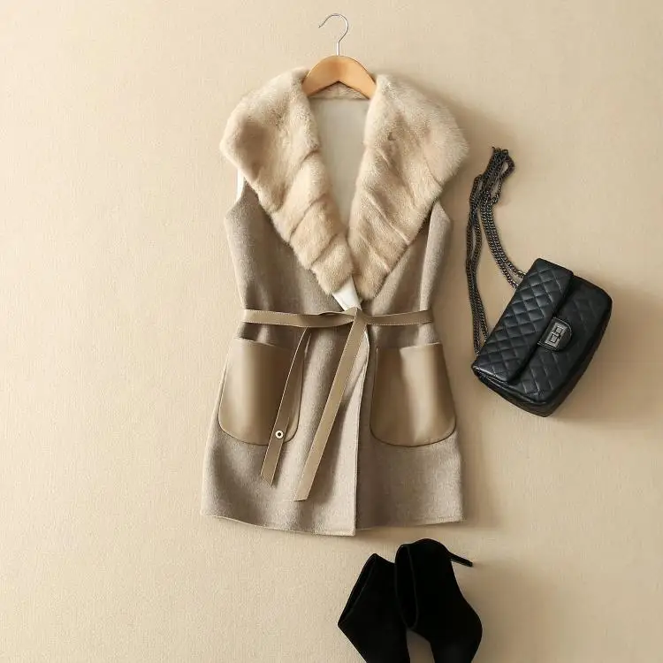 Женский маленький шерстяной Норковый жилет Arlenesain на заказ 658|mink vest|custom womanvest vest |
