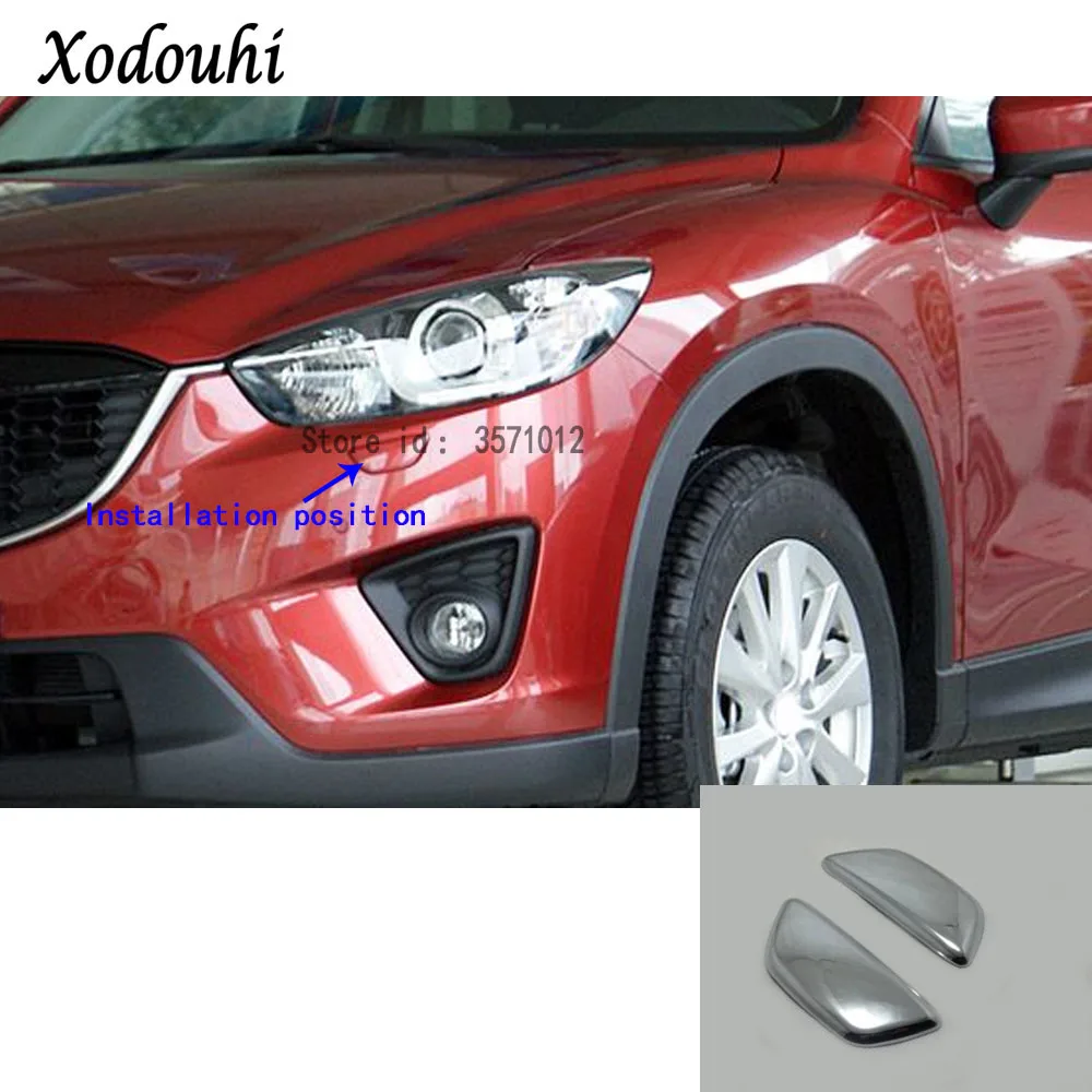 

For Mazda CX-5 CX5 2013 2014 2015 2016 Car Body Front Head Light Lamp Clean Wash Frame Stick ABS Matte Cover Trim 2pcs/Set