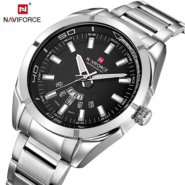 Бренд NAVIFORCE, мужские часы, Бизнес класс, кварцевые, 30 м, водонепроницаемые часы, мужские, нержавеющая сталь, ремешок, Авто Дата, наручные часы, Relojes