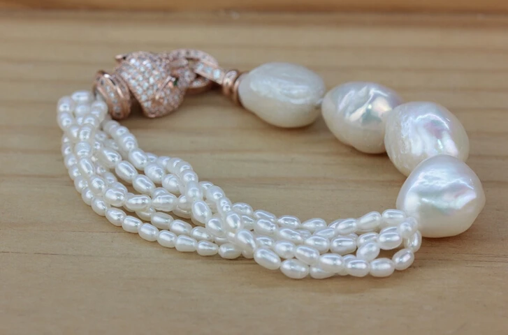 Новый браслет с пантерой преувеличенный натуральными маленькими бусинами