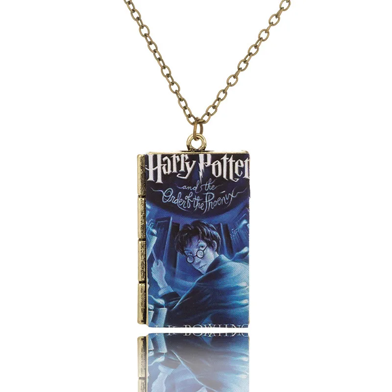 Винтажное ожерелье с кулоном из серии Harry P Magic Book в стиле Хогвартса квадратное для