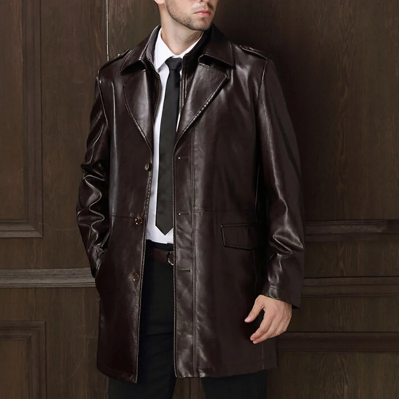 

New Arrival Men's Genuine Leather Jacket Men Coat Brand Men Leather Bomber Jacket Blazers Veste Cuir Homme Long Leather Coat Men
