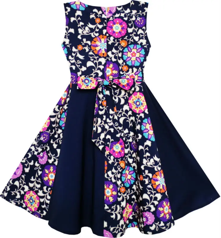 Sunny Fashion платья для девочек платье Асимметричный Цветок Галстук-бабочка Рукавов