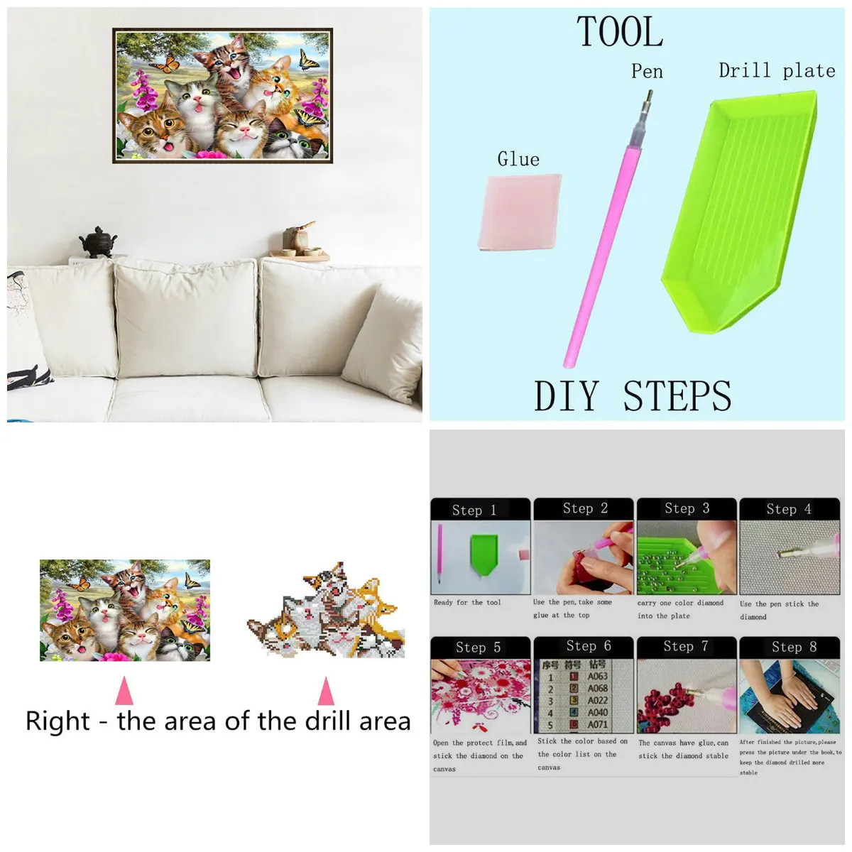 3D Вышивка крестом мозаичный декор Diy украшения для дома 5D DIYCute кошки полная дрель