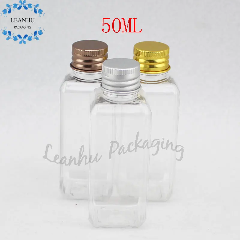 50 мл прозрачная ПЭТ упаковочная бутылка с алюминиевой винтовой крышкой