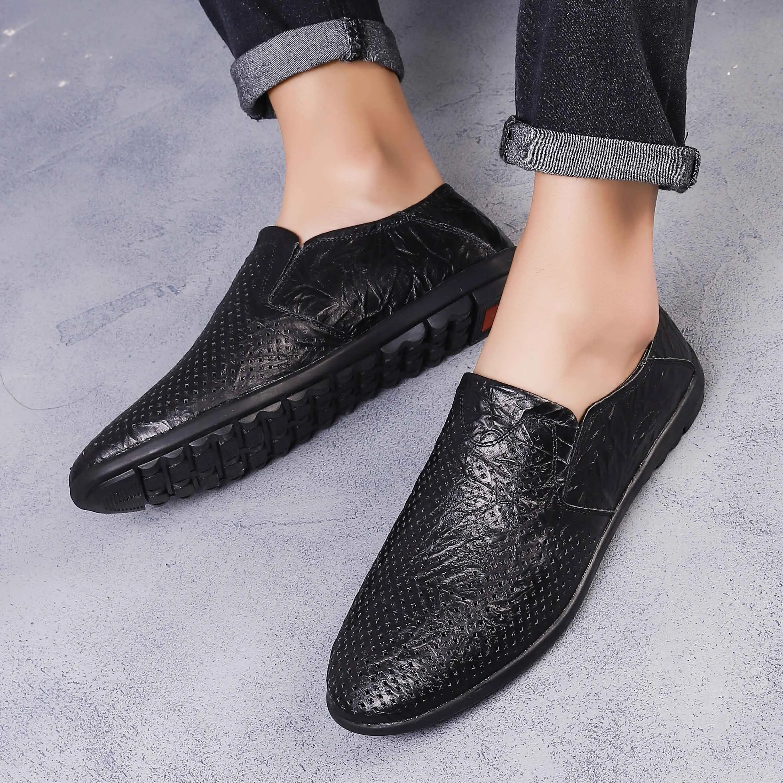 Men casual Shoes outdoor Comfortable leather driving loafer fashion moccasins Male Flat Sneakers men big size 47 L5 | Обувь