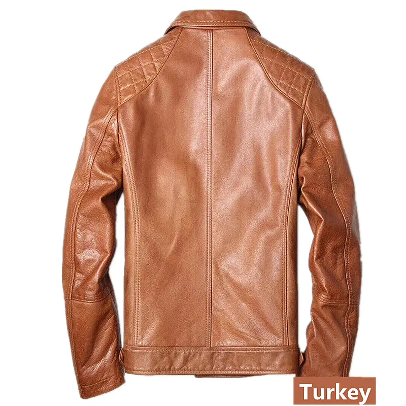 Abou Anbow Frayed Cowhide Natural Leather Jacket Autumn Moto & Biker Hand Rubbing Short Model Outerwear Coat | Мужская одежда