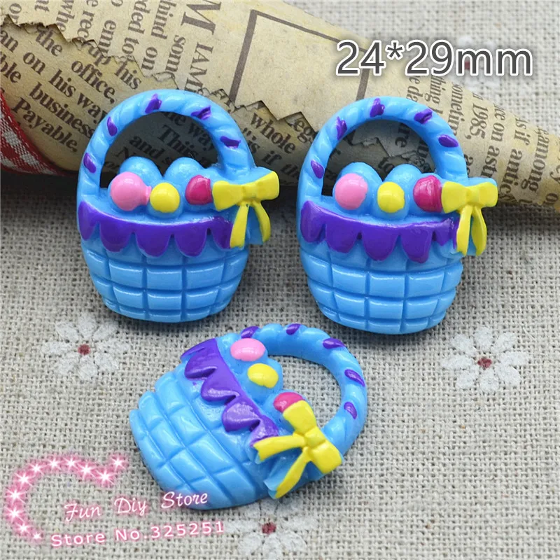 

Easter Day cute blue egg basket 10pcs/lot 24*29mm Flat back decoration free shipping R804