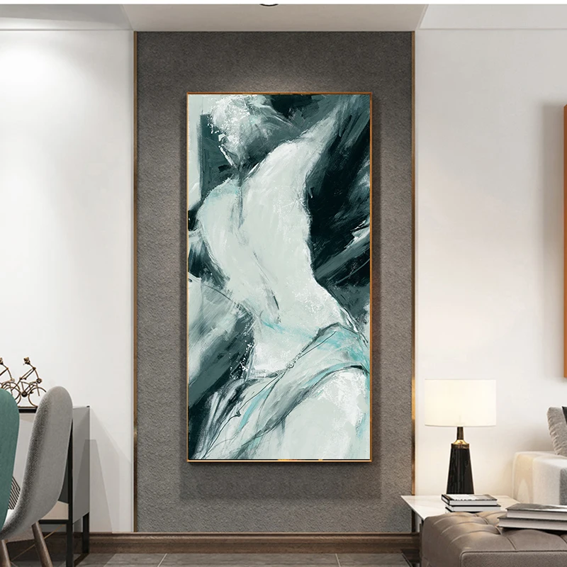 Черно-белая абстрактная обнаженная женская фигура картина маслом на холсте