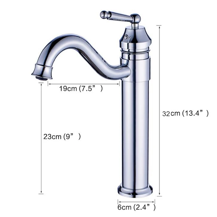 

Hot Cold Water Mixer Tall Faucet Bathroom Basin Sink Faucet Single Handle Crane Chrome White Finished ELF5002C