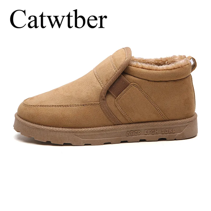 Catwtber Мужские зимние сапоги с мехом супер теплая Повседневная обувь Для мужчин
