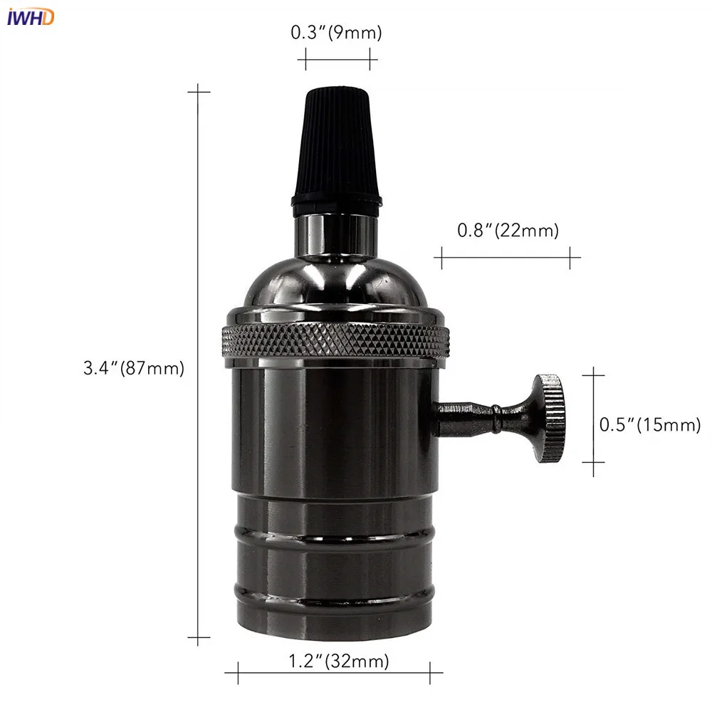 

IWHD Retro Portalamparas Vintage Lamp Holder E27 Socket Lamp Base 110-220V Duy Fitting Douille E27 Bulb Holder Edison CE UL