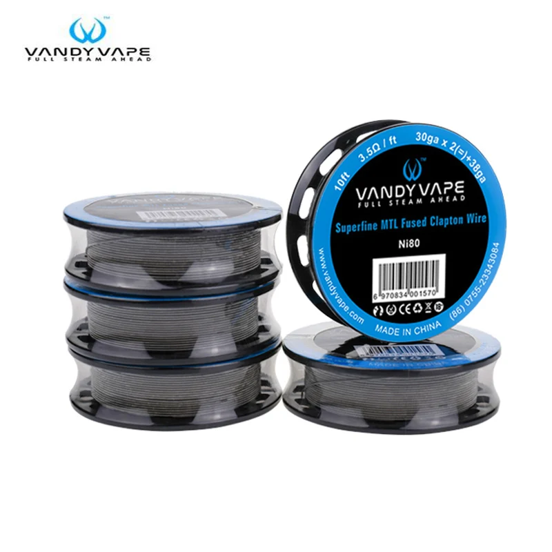 Оригинальный Vandy Vape Superfine MTL Fusion Clapton Wire 30ga x 2 + 38ga 10ft / SS316L30ga X 2+ 38ga 10ft Ni80 fit MTL RTA RDA