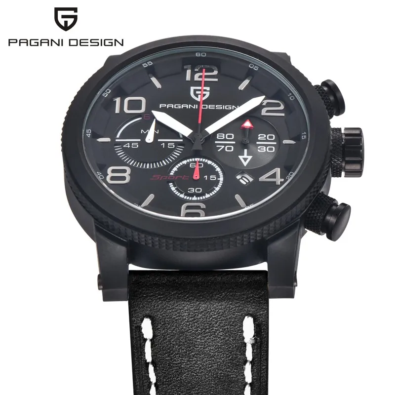 Мужские кварцевые часы из натуральной кожи спортивные с хронографом наручные reloj