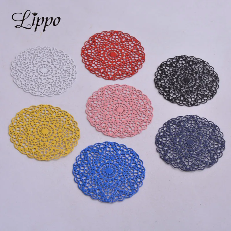 

30pcs AB3250 32mm*32mm Round Decorative Pattern Connectors Filigree Hollow Charms Earrings Base Pendants Connectors