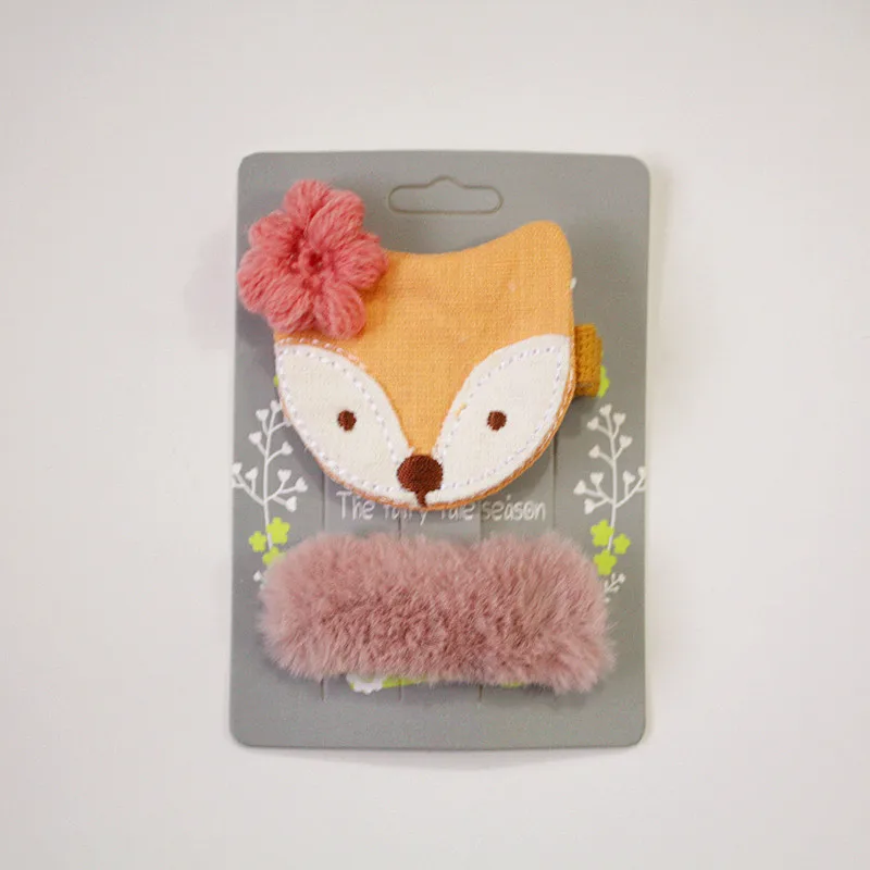 Yellow fox Банты волосы корейский стиль 2 шт./лот девушки Войлок Лиса дети заколки для волос бант мультфильм дизайн лиса с шерстью цветок заколки для волос с фигурками животных - Цвет: Yellow fox