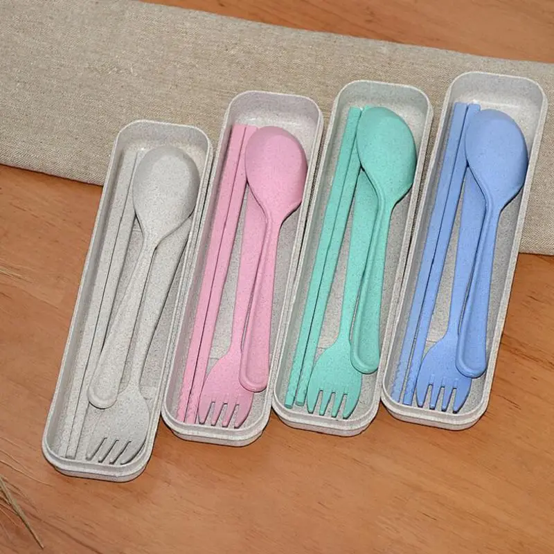 2017 3 шт. японские коробочки вилки ножи защита окружающей среды коробка для