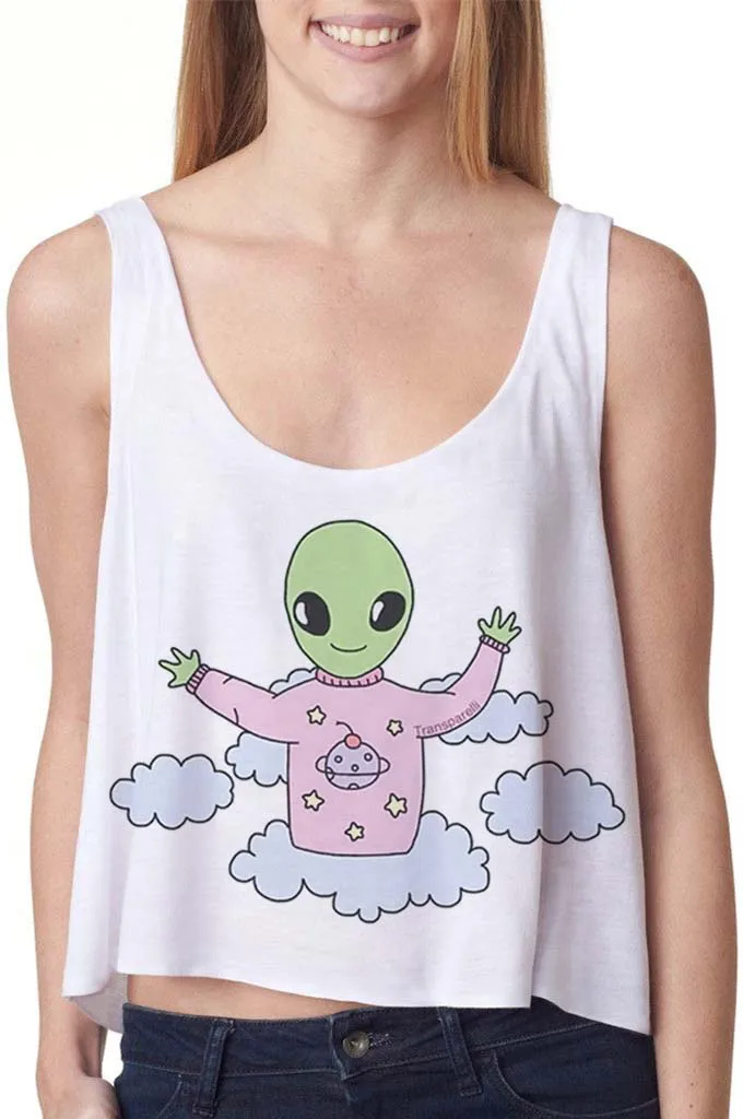 Лето 2018 корейский Для женщин укороченный топ чужой Графический футболки женские