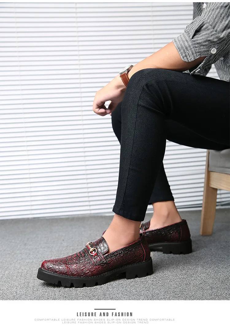 Pointed Crocodile Men's Comfortable Waterproof Soft Shoes Slip-On England Autumn Light Wedding ZL011 | Обувь