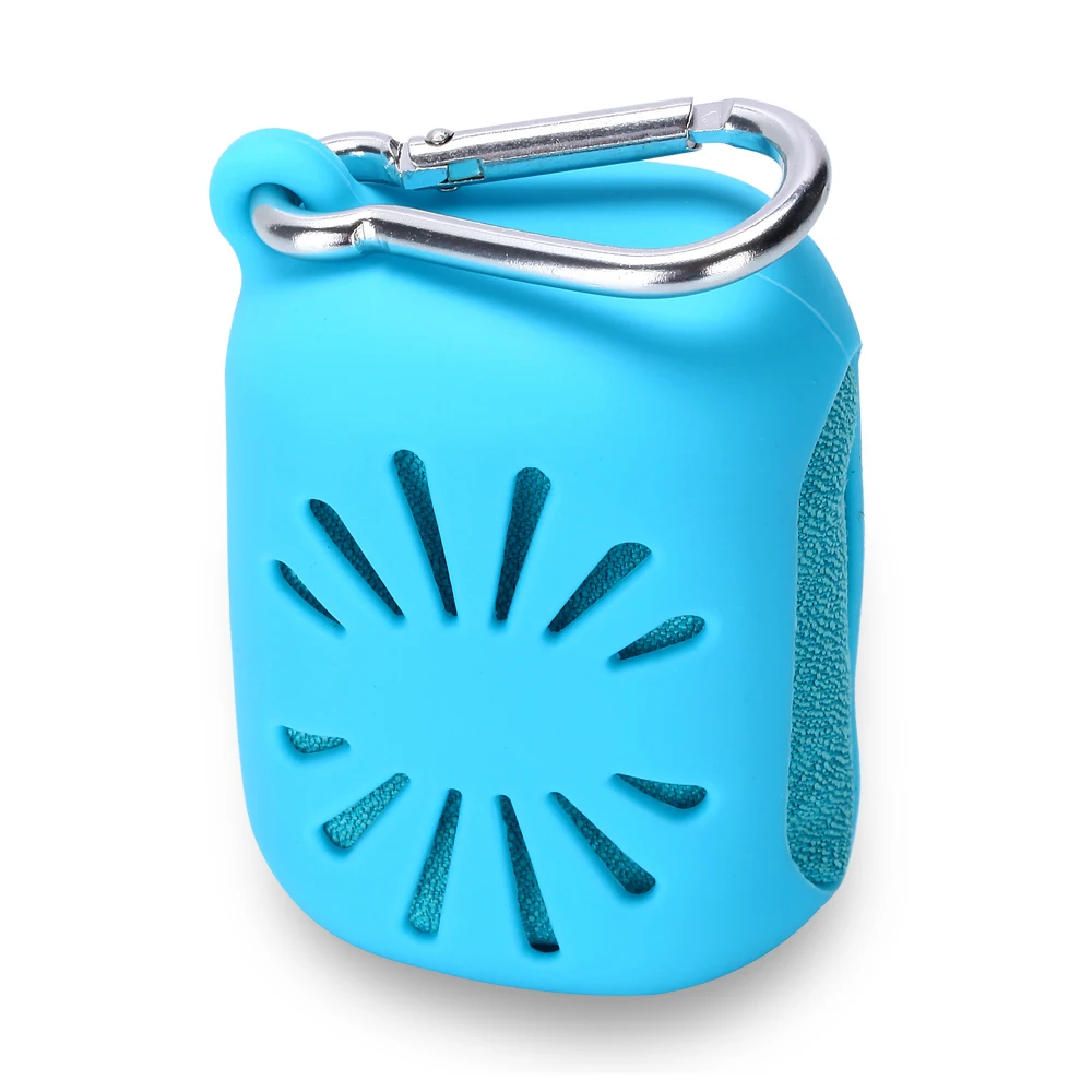 Light blue Быстросохнущая Полотенца Кемпинг Пеший Туризм путешествие сжатого чая, Полотенца с силиконовый чехол для плавания туристические спортивные Полотенца - Цвет: Light blue